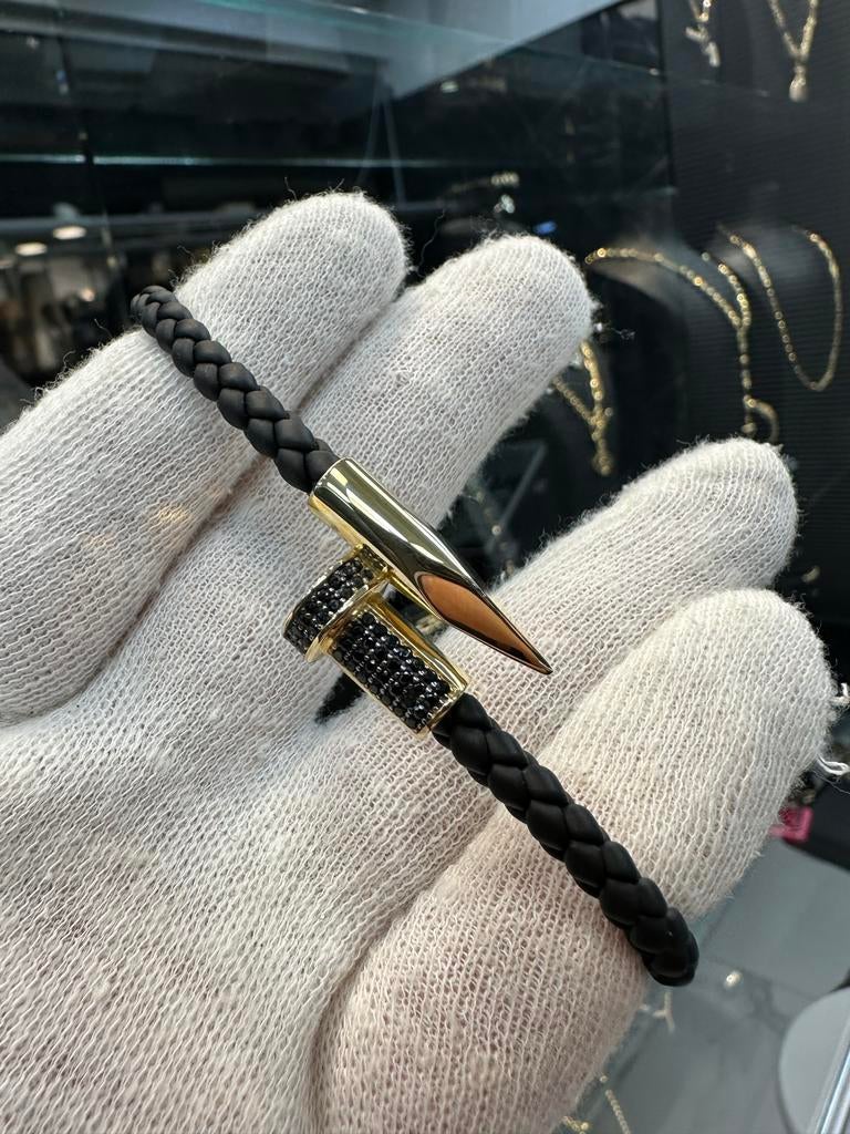 18k Gouden Spijker Armband met Onyx, Ophalen of Verzenden, Nieuw, Goud, Met edelsteen