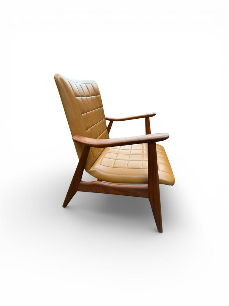 Relaxfauteuil Louis van Teeffelen - Teak & Skai - Vintage, Ophalen