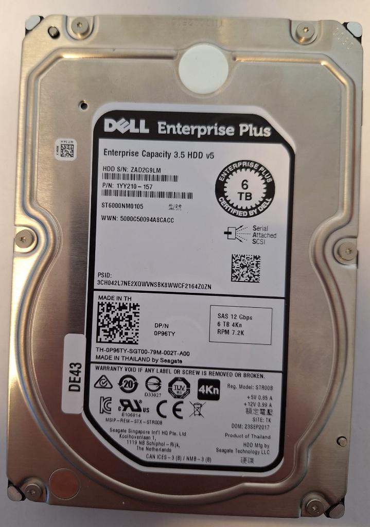 Dell HDD 3.5 " 6 Tb SAS, Computers en Software, Harde schijven, Intern, SAS, Verzenden, Server