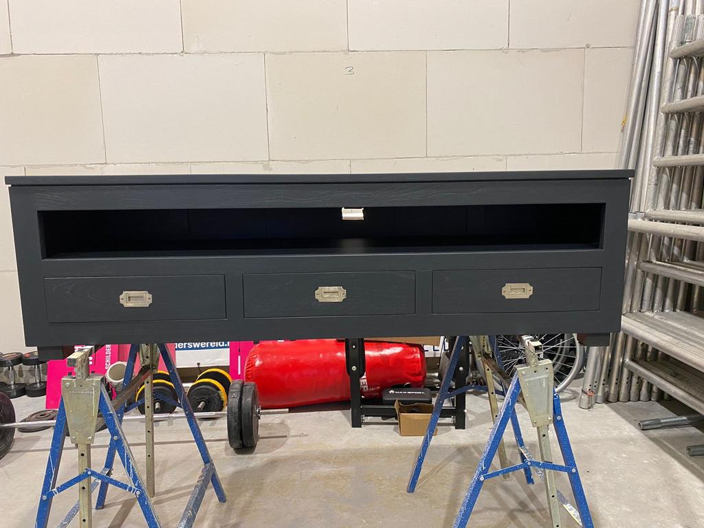 Tv meubel, Huis en Inrichting, Kasten | Televisiemeubels, Ophalen, Gebruikt, 150 tot 200 cm, Teakhout