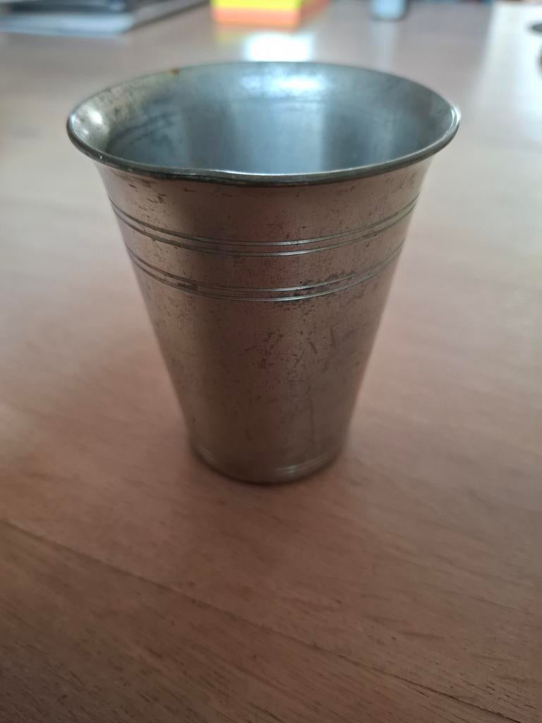 Antieke tinnen beker - Zuiver Tin 985, Ophalen of Verzenden