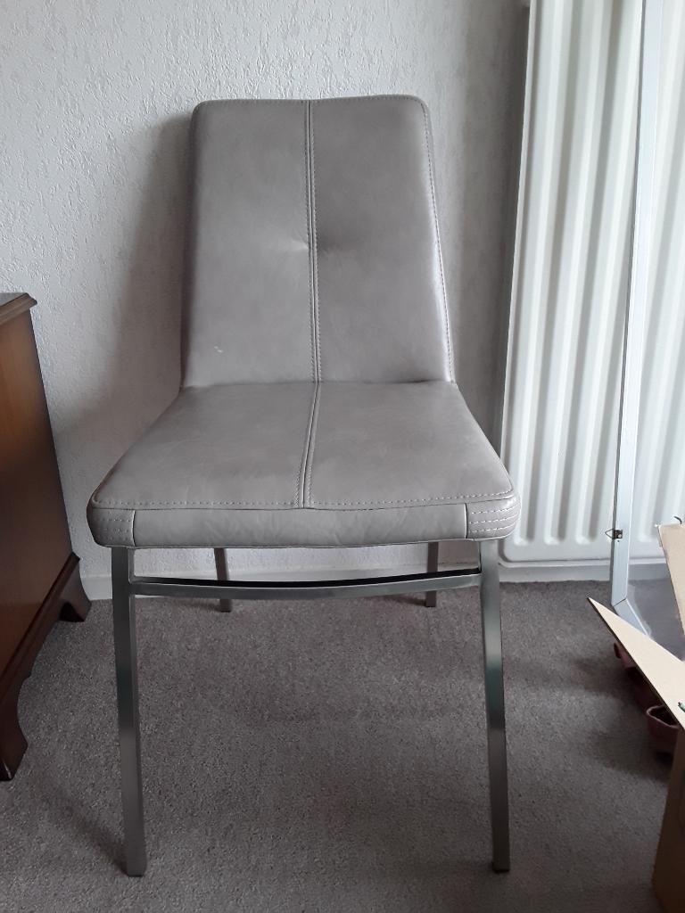 Eetkamer stoel Stoel met kunstleer bekleding Grijs, Ophalen, Zo goed als nieuw, Grijs, Eén