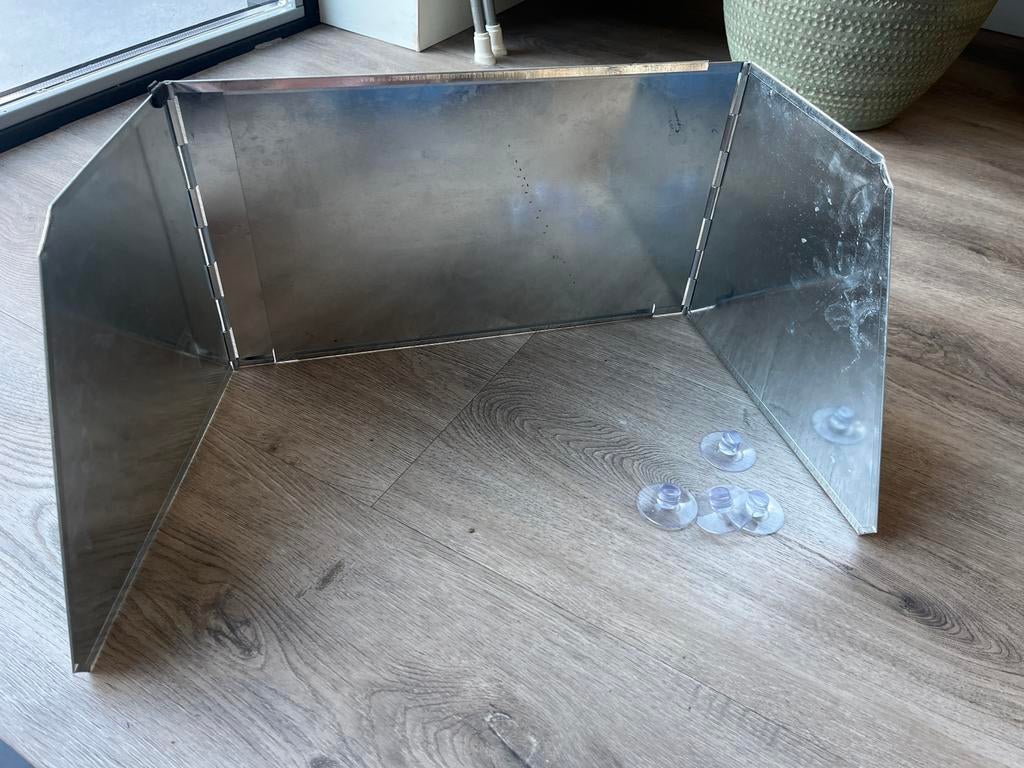 Windscherm koken kamperen bocamp staal 4 zuignappen, Ophalen of Verzenden, Uittrekbaar, Gebruikt