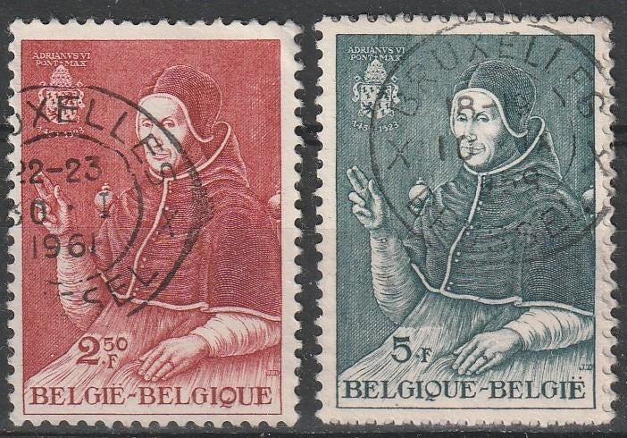 1079. Belgie 1162/63 gest. Paus Hadrian, Ophalen of Verzenden, Gestempeld