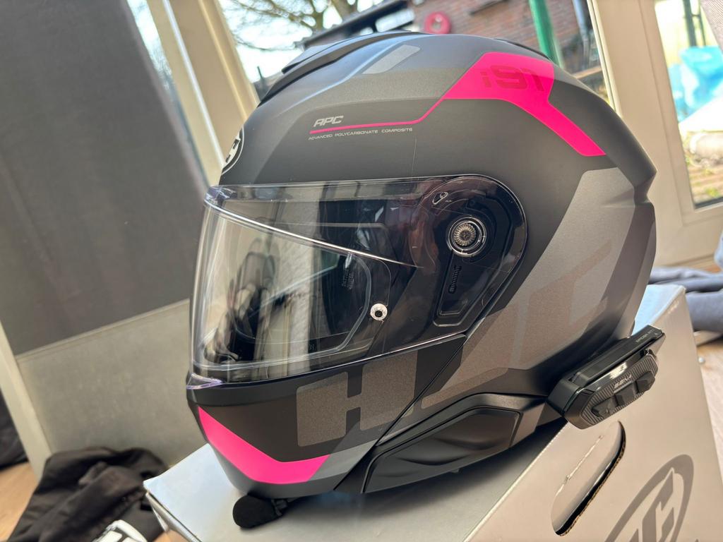 HJC i91 Systeemhelm + Sena Intercom (Z.G.A.N.), Motoren, Ophalen of Verzenden, Tweedehands, Systeemhelm, HJC