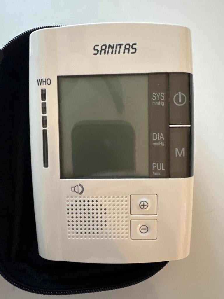 Sanitas Bloeddrukmeter met manchet en opbergetui, Ophalen of Verzenden, Zo goed als nieuw, Overige typen