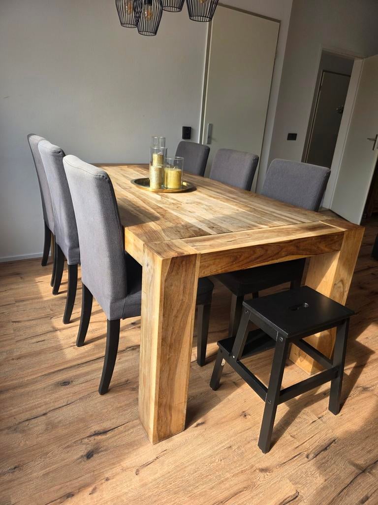 Massieve Sheesham Hout Meubels - Serie Carbone (Weba), Huis en Inrichting, Tafels | Eettafels, Ophalen, Gebruikt, Teakhout, 200 cm of meer