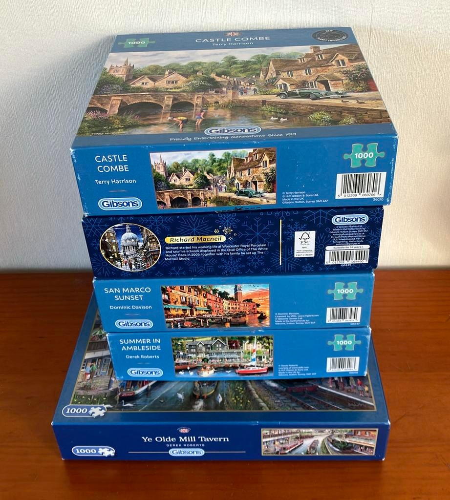 Gibson puzzels - 1000 stukjes, Hobby en Vrije tijd, Denksport en Puzzels, Ophalen of Verzenden, 500 t/m 1500 stukjes, Zo goed als nieuw