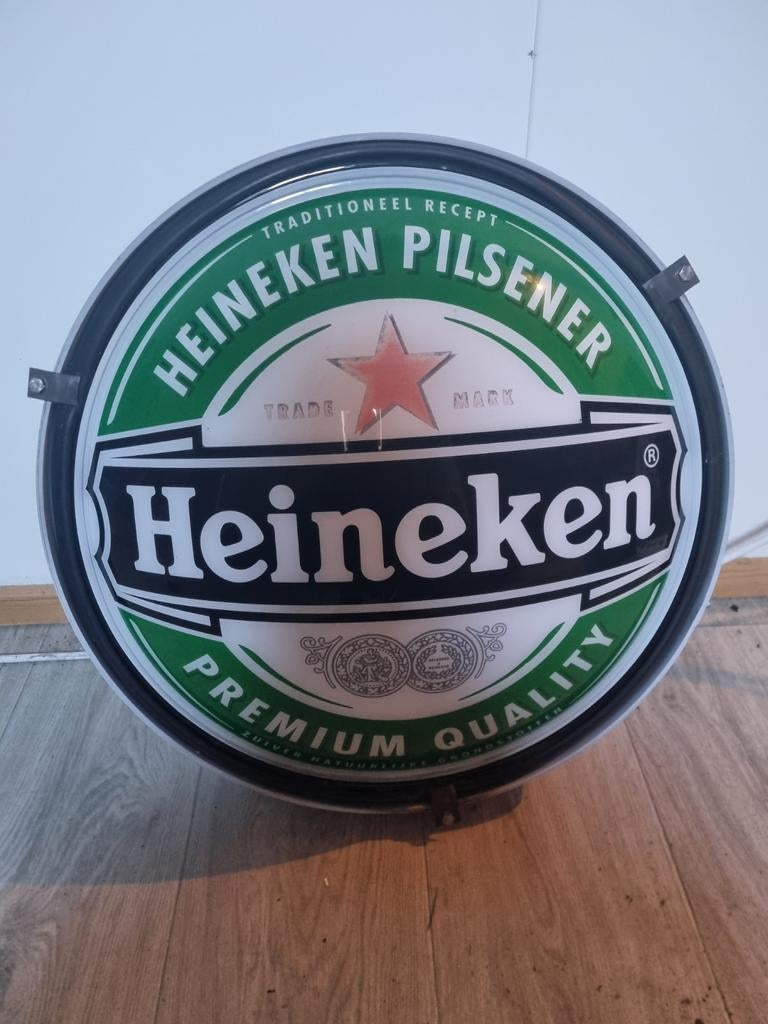 Heineken lichtbak 50 gevel verlichting bord  licht, Verzamelen, Biermerken, Ophalen of Verzenden, Gebruikt, Reclamebord, Plaat of Schild