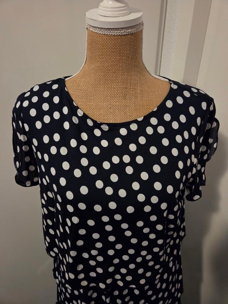 Betty Barclay jurk met laagjes en vlindermouwtjes € 25,00, Maat 38/40 (M), Blauw, Betty Barclay, Ophalen of Verzenden