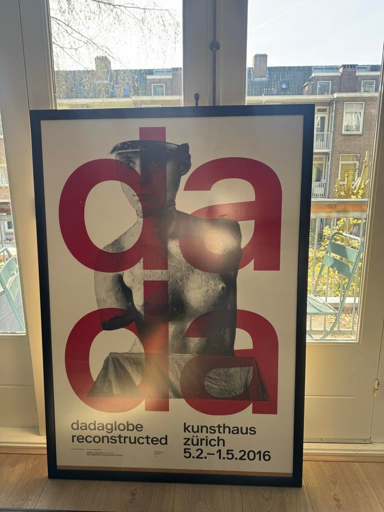 Ingelijste Dada poster - Kunsthaus Zürich tentoonstelling, Ophalen, Rechthoekig Staand, Met lijst, Zo goed als nieuw