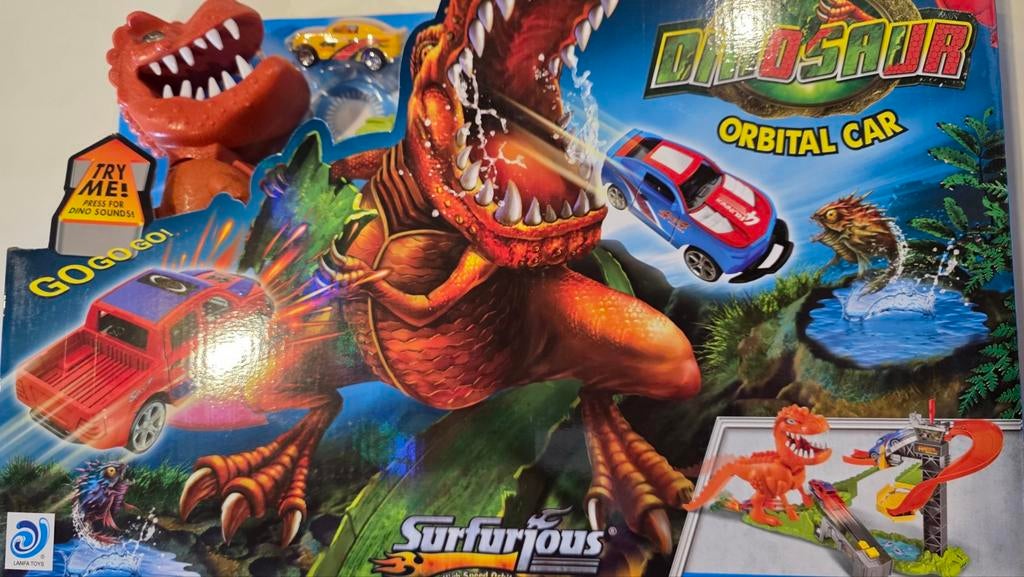 Dino Baan Surfurious - Dinosaur Orbital Car Racebaan, Overige merken, Racebaan, Zelf te bouwen, Nieuw