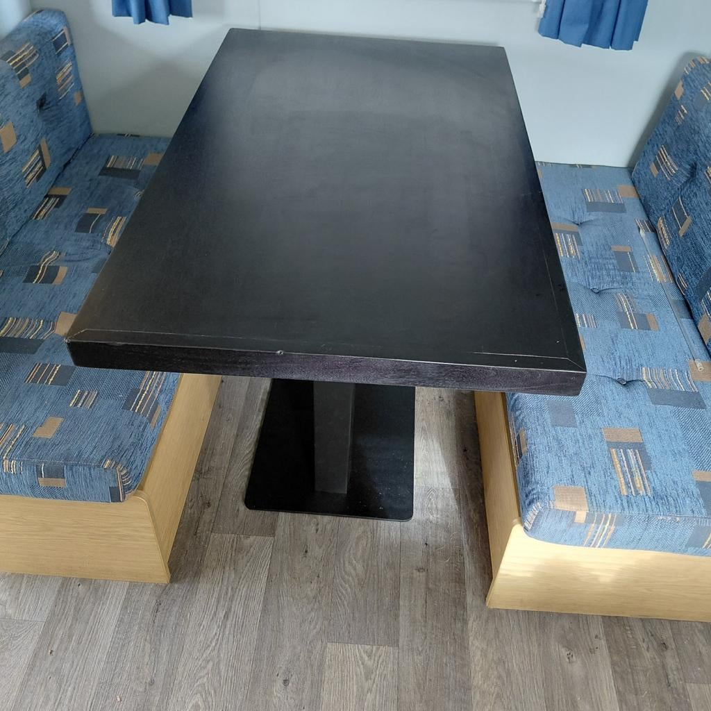 Te koop eettafel met metalen poot 120 lang 70breed, Ophalen of Verzenden, Rechthoekig, 100 tot 150 cm, 50 tot 100 cm