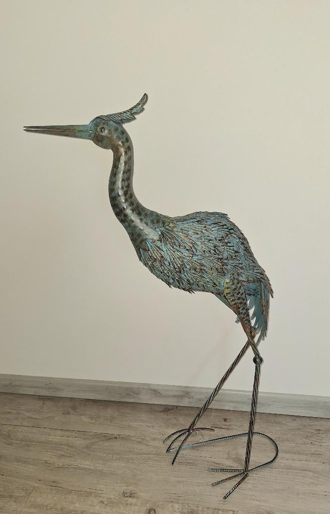 Metalen reiger, Verzenden, Nieuw, Metaal, Dierenbeeld