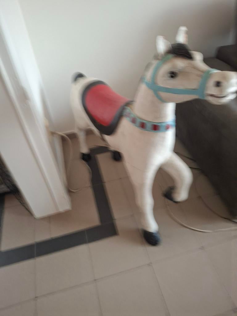 2x Houten Carrousel Paarden & 1x IJzer Paard met Kar, Antiek en Kunst, Ophalen