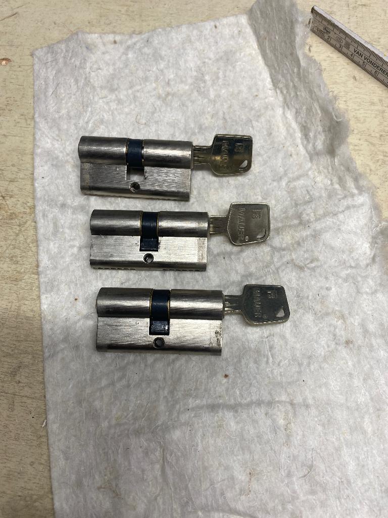 Cilinderslot profielcilinder skg 2 * 3x gelijksluitend, Ophalen, Rvs, Slot