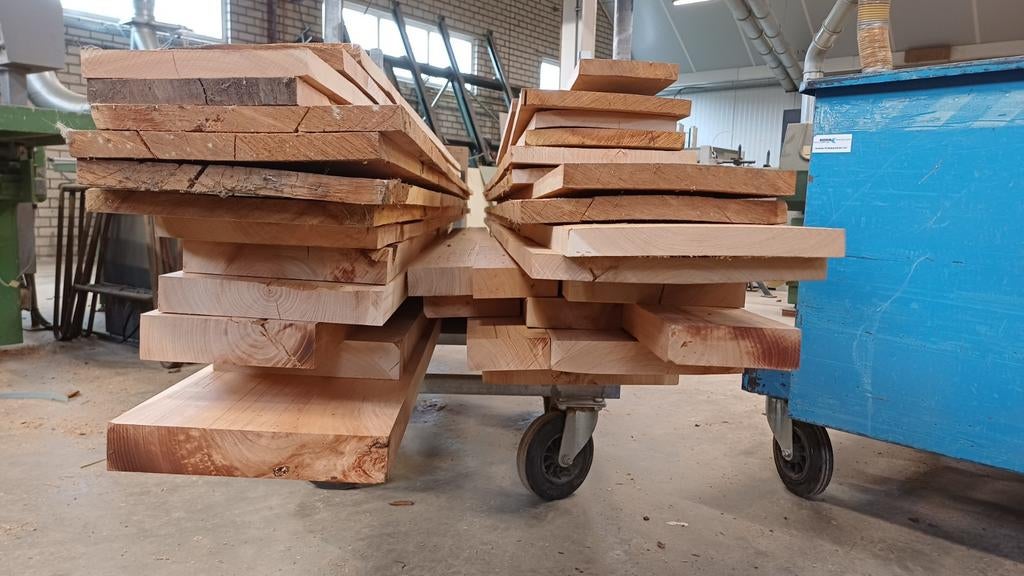 Gedroogd kersenhout - diverse diktes en lengtes, Ophalen, Gebruikt, 25 tot 50 mm, Plank