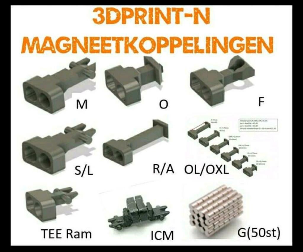 3dPrintN Magneetkoppelingen, scenery en accessoires, Ophalen, Gelijkstroom, Trix, Overige typen