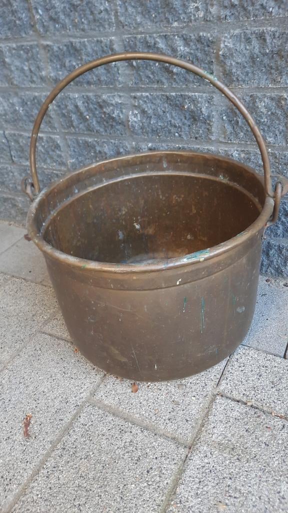 Antieke Koperen Ketel met Hengsel - Decoratief, Antiek en Kunst, Antiek | Koper en Brons, Ophalen, Koper