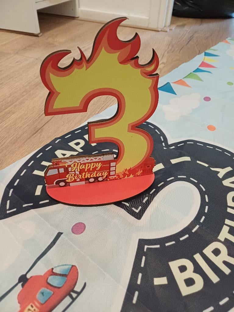 Brandweer feestdecoratie 3 jaar, Ophalen of Verzenden, Nieuw, Versiering, Verjaardag