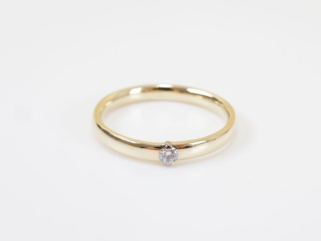 14 Karaat Gouden Solitair Ring Met 0.05ct Diamant, 18 tot 19, Ophalen of Verzenden, Zo goed als nieuw, Met edelsteen