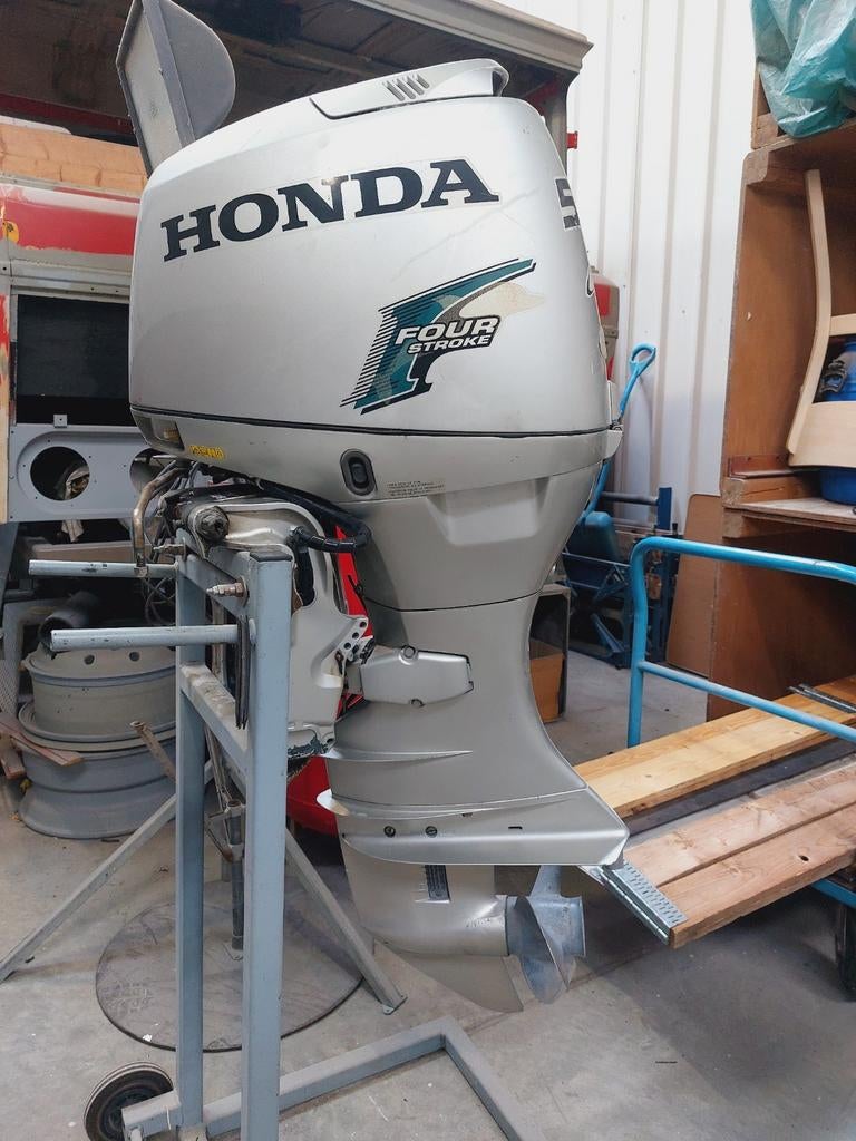 Mayland Boot 6,3 x 2 m+ Trailer 7 m + Honda 50PK 4-takt, Ophalen of Verzenden, Zo goed als nieuw, Benzine, 30 pk of meer