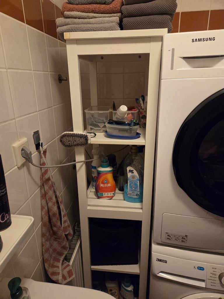 Robuust wit badkamerkastje, Ophalen, (Half)hoge kast, Minder dan 50 cm, Gebruikt