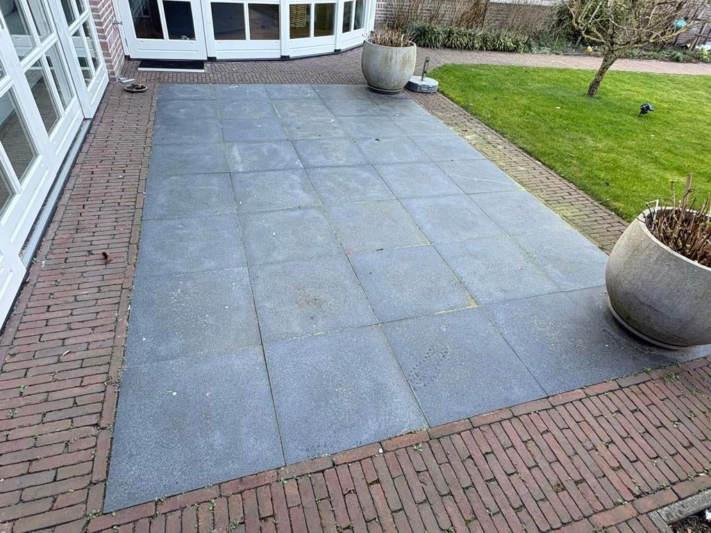 Natuursteen terrastegels 60x60 (25m²) & 50x50 (12m²), Ophalen, Gebruikt, Terrastegels, Natuursteen