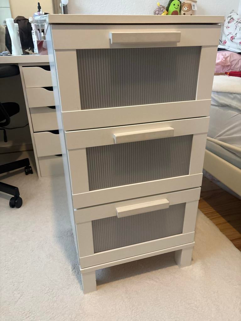 Witte ladekast IKEA met 3 laden, Ophalen, Overige materialen, Gebruikt, 100 tot 150 cm