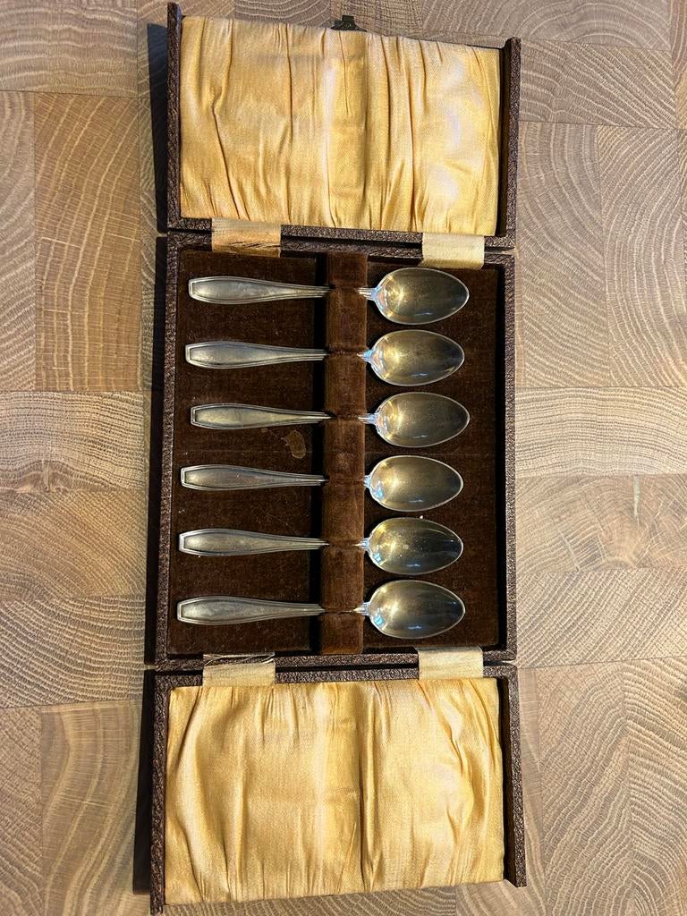 Zilveren theelepel set in doosje, Antiek en Kunst, Ophalen of Verzenden