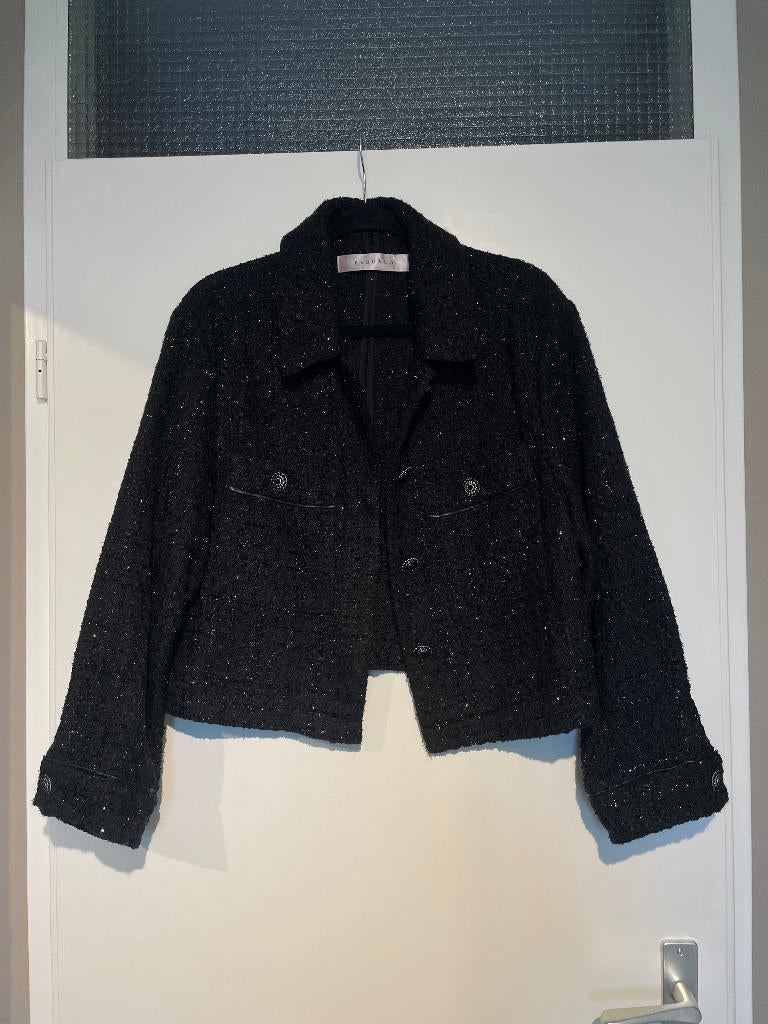 Esqualo dames zwarte glitter shine jack jasje mt L, Zwart, Maat 42/44 (L), Esqualo, Ophalen of Verzenden