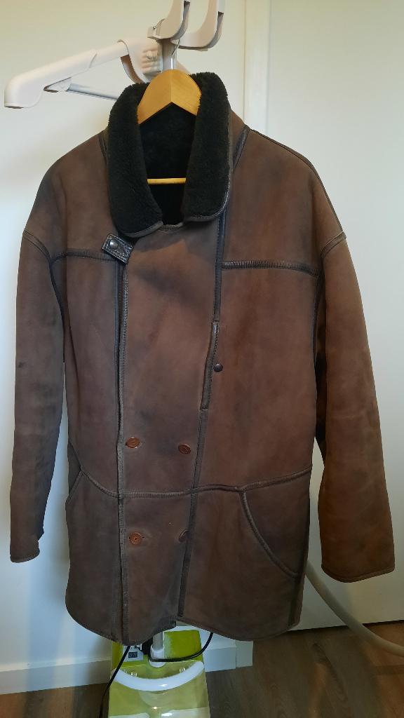 Vintage Bruine O'Ned Made in France Schapenleer Jas XL / XXL, Bruin, O'Ned, Maat 46/48 (XL) of groter, Ophalen of Verzenden