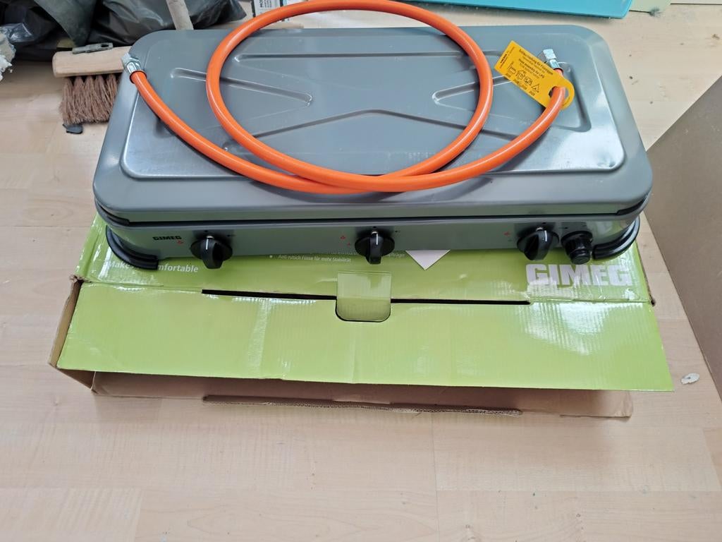 Gimeg 3 pits Kooktoestel Gas met Nieuwe Slang - Z.G.A.N., Ophalen of Verzenden, Zo goed als nieuw