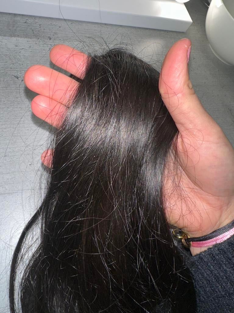 Micro-ring Weft Hair Extensions donker bruin + inzettools, Ophalen of Verzenden, Zo goed als nieuw, Pruik of Haarverlenging