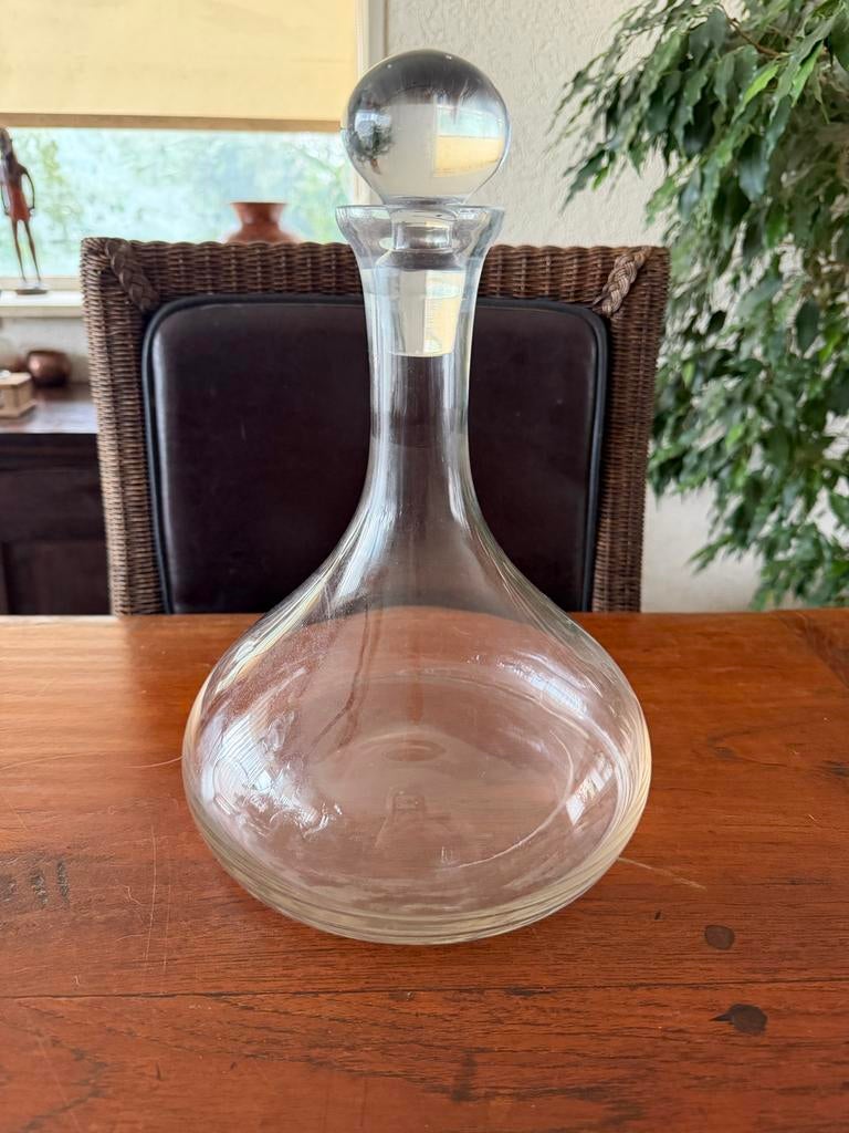 Glazen karaf met bolvormige stop, Antiek en Kunst, Ophalen of Verzenden