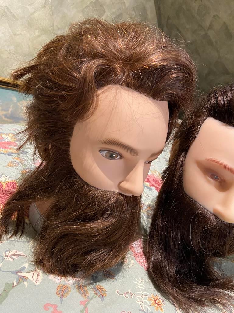 2 professionele heren oefenhoofden, Sieraden, Tassen en Uiterlijk, Uiterlijk | Haarverzorging, Ophalen, Zo goed als nieuw, Pruik of Haarverlenging