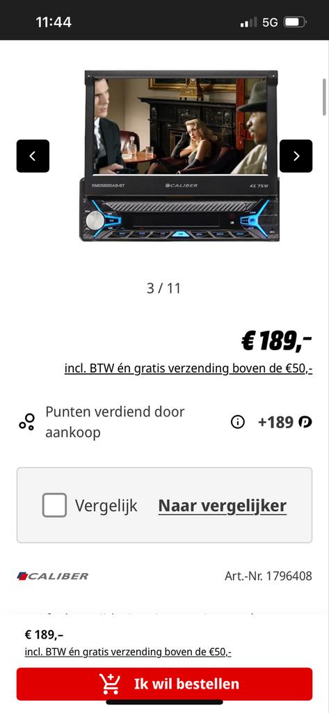 Caliber autoradio RMD583DAB-BT met uitklapbaar 7 inch scherm, Ophalen of Verzenden, Zo goed als nieuw