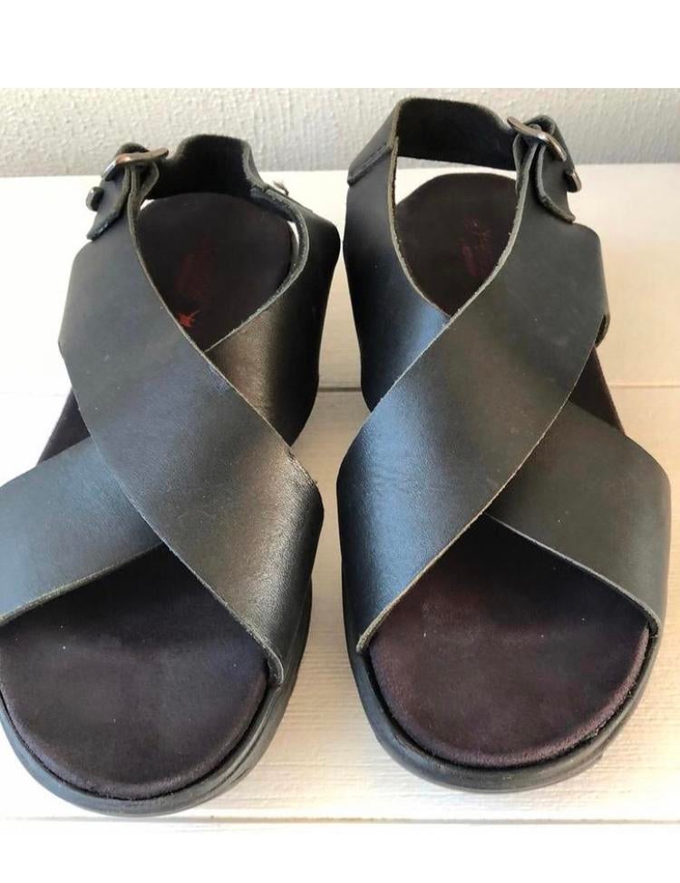 XSENSIBLE SANDALEN Zwart LEER 37 H LENTE GEVOEL, Ophalen of Verzenden, Zo goed als nieuw, Zwart, Sandalen of Muiltjes