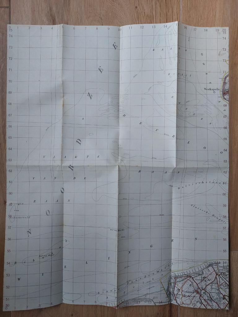 47 / stafkaart uit 1915 Cadzand  en omgeving West Kapelle, Boeken, Ophalen of Verzenden, 1800 tot 2000, Landkaart, Zo goed als nieuw