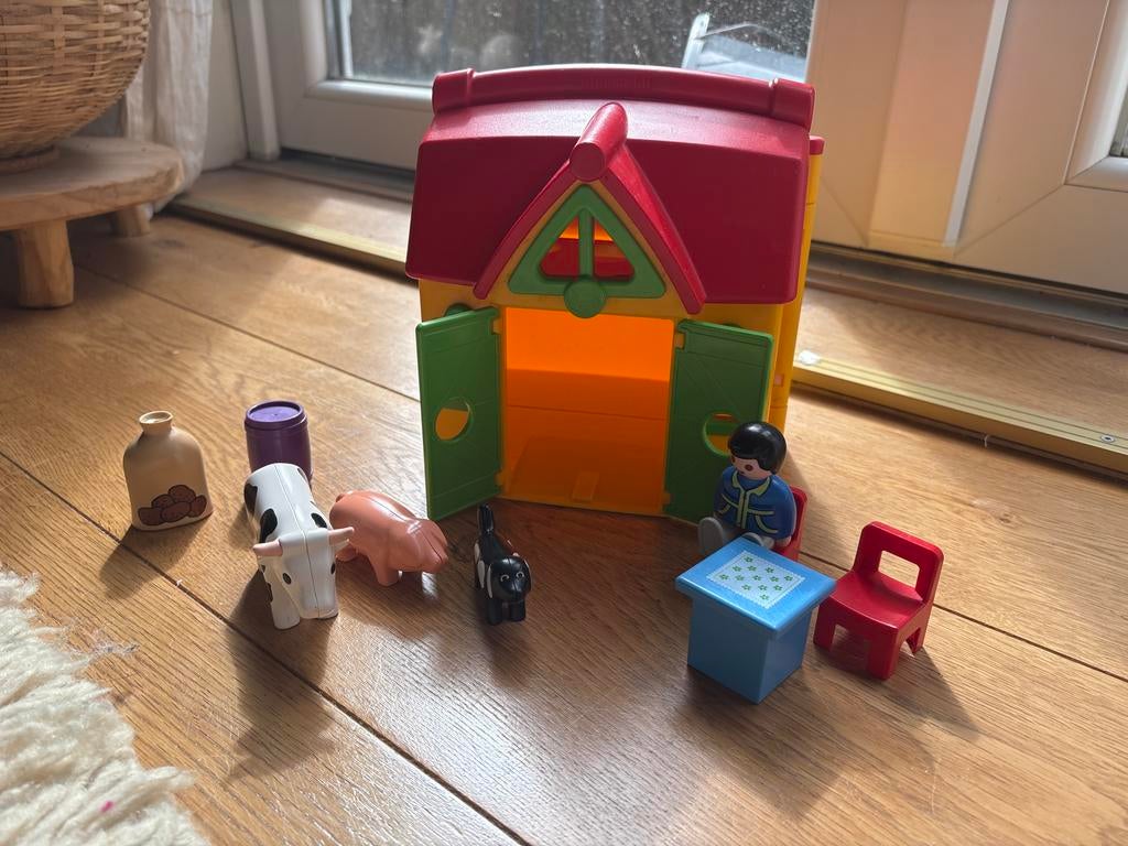 Playmobil 1 2 3 meeneemboerderij en schommel, Ophalen, Gebruikt, Complete set