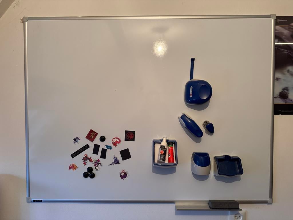 Magnetisch Whiteboard 90x120 cm incl. kantoorartikelen, Ophalen of Verzenden, Gebruikt, Overige typen