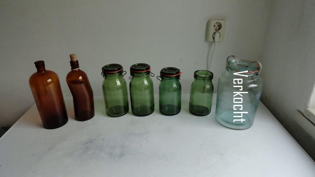 Weckflessen en apothekerspotten, antiek, Ophalen of Verzenden