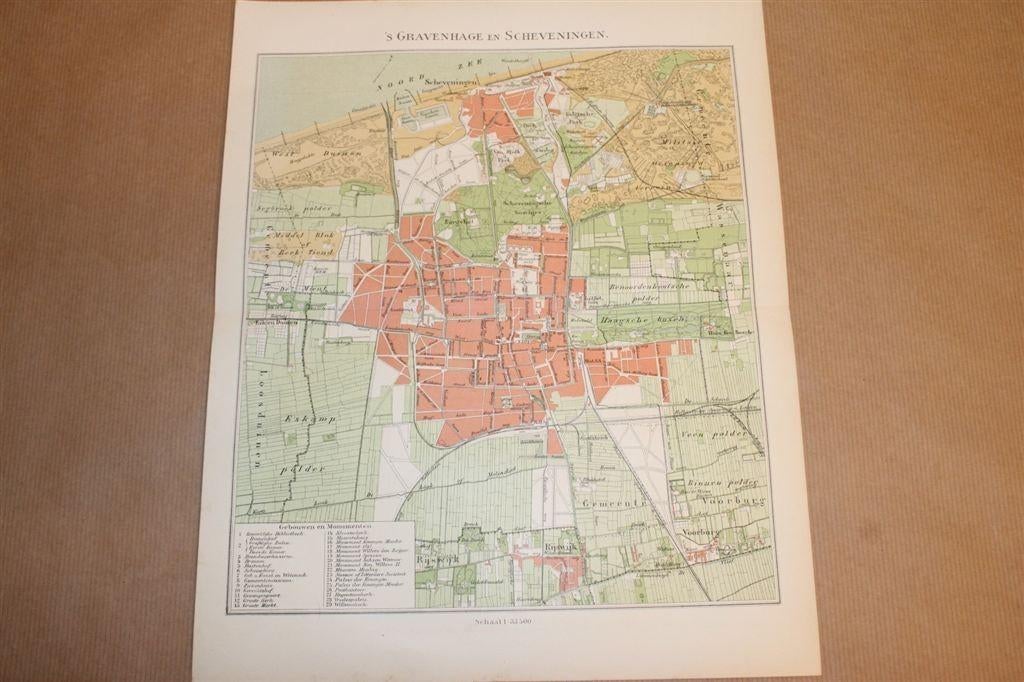 Antieke kaart/plattegrond - Den Haag - Circa 1900, Ophalen of Verzenden, 1800 tot 2000, Nederland, Landkaart