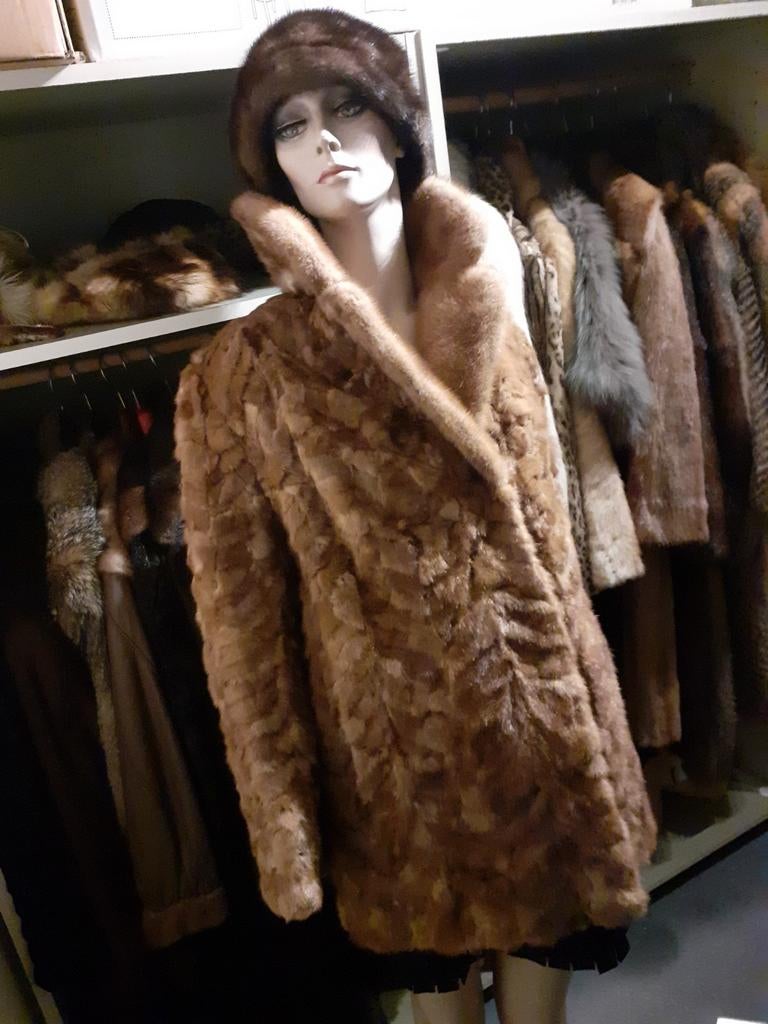 Superleuke echte nerts vintage bontjas bont jas bontmantel M, Ophalen of Verzenden, Zo goed als nieuw, Maat 38/40 (M), Bruin