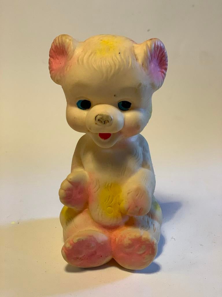 Vintage Rubbertoys Rubberen beertje piepfiguur 12cm, Verzamelen, Speelgoed, Gebruikt, Ophalen of Verzenden
