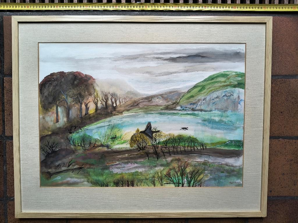 aquarel Bergmeer met vogels Paul Haimon, Ophalen