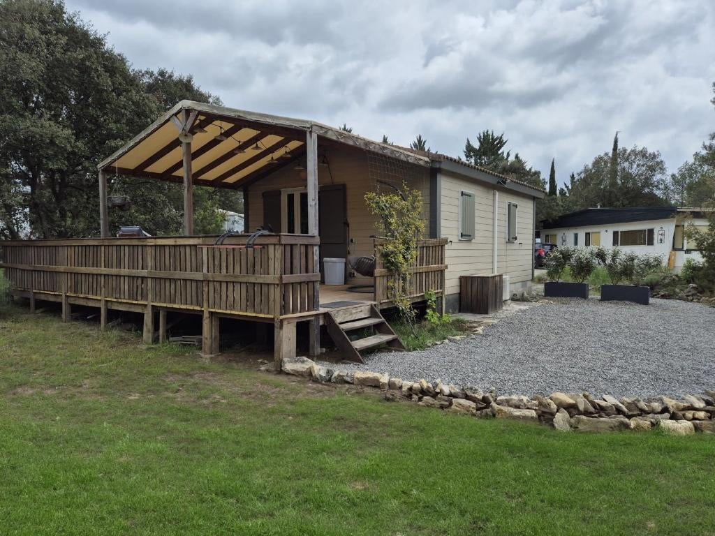 Te huur vakantiechalet in Zuid Frankrijk, Vakantie, 2 slaapkamers, Speeltuin, Recreatiepark, Languedoc-Roussillon