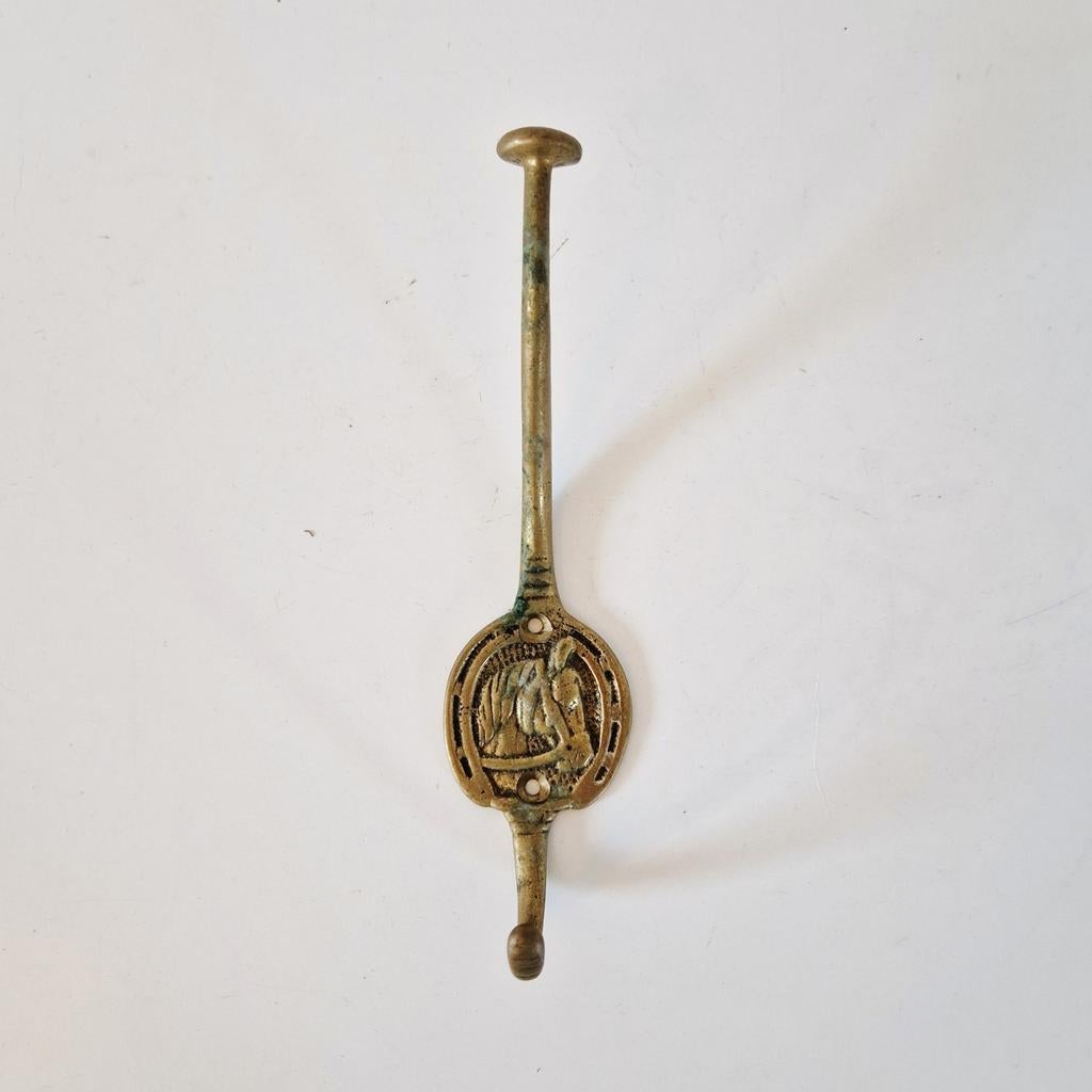 Vintage koperen kapstok haak messing haakje met paard, Ophalen of Verzenden, Koper