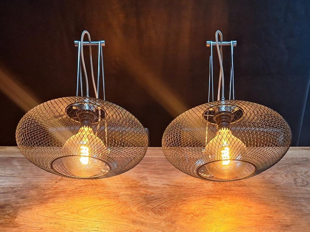paar Vandeheg design wand-lampen rvs schaar-arm knikarm, Ophalen, Modern design, Zo goed als nieuw, Metaal