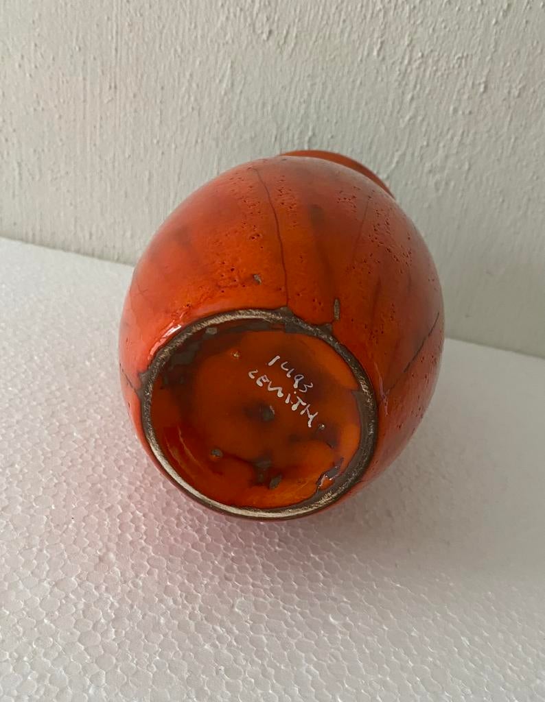 Zenith keramiek vaas in oranje , jaren 70, Gebruikt, Oranje, Ophalen of Verzenden, Minder dan 50 cm
